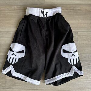 RETRO Mperial Sportswear Punisher Black & White YOUTH Basketball Shorts‎ Small